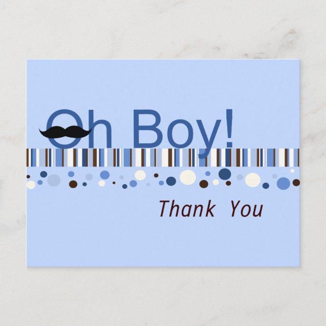 Oh Boy Points et Rayures Carte de Remerciement (Devant)