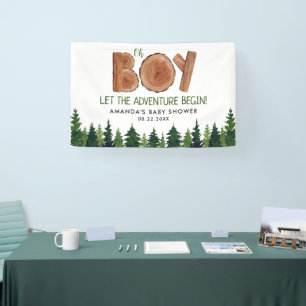 Oh Boy -  Rustic Boy Woodland Baby Shower  Banner