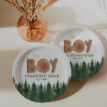 Oh Boy -  Rustic Boy Woodland Baby Shower  Paper Plate<br><div class="desc">Rustic Boy Woodland - "oh boy" boy baby shower paper plates</div>