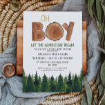 Oh Boy Rustic Watercolor Woodland Baby Shower  Invitation<br><div class="desc">Cute and unique wooden -boy- "let the adventure begin" woodland baby shower invitation.</div>