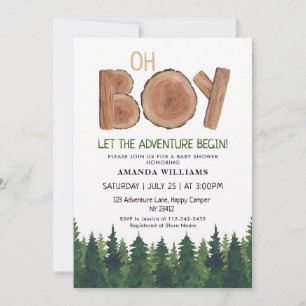 Oh Boy Rustic Woodland Adventure Baby Shower Invitation