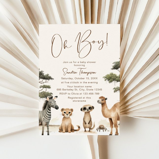 Oh Boy Safari Animaux Baby shower Invitation (Créateur téléchargé)