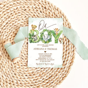 Oh Boy Safari Animaux Baby shower Invitation
