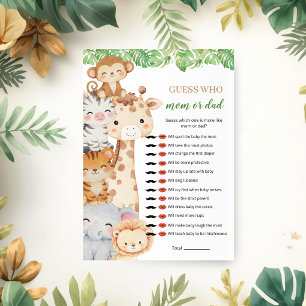 Oh Boy! Safari Baby Shower Guess Who? Mom or Dad Invitation