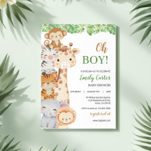 Oh Boy! Safari Baby Shower Invitation