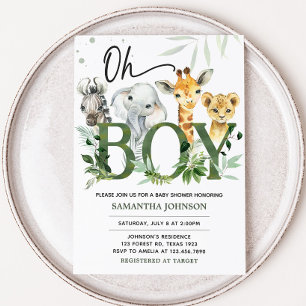 Oh Boy Safari Baby Shower Invitation