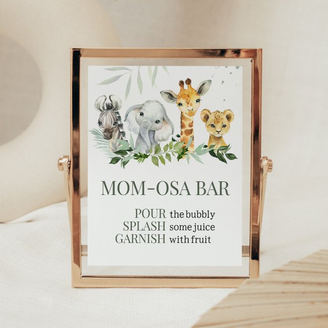 Oh Boy Safari Baby Shower Mom Osa Bar Poster (Jungle Safari Baby Shower Mom Osa Bar Sign)
