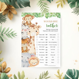 Oh Boy! Safari Baby Shower Would She Rather Game Invitation