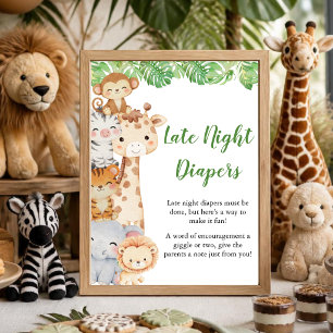 Oh Boy! Safari Shower Late Night Diapers Sign
