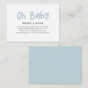 oh boy script cream baby shower bring a book  card