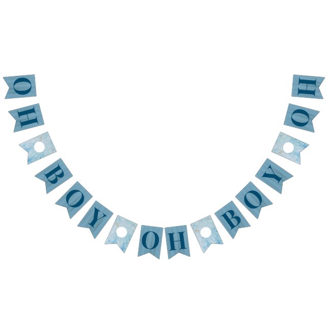Oh Boy Slate Blue Baby Shower Bunting Flags (All)