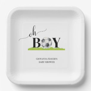 Oh Boy Soccer Boy Baby Shower  Paper Plate