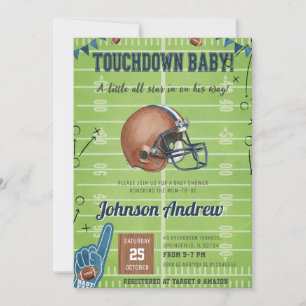 Oh Boy Sports Football Baby Shower Invitation