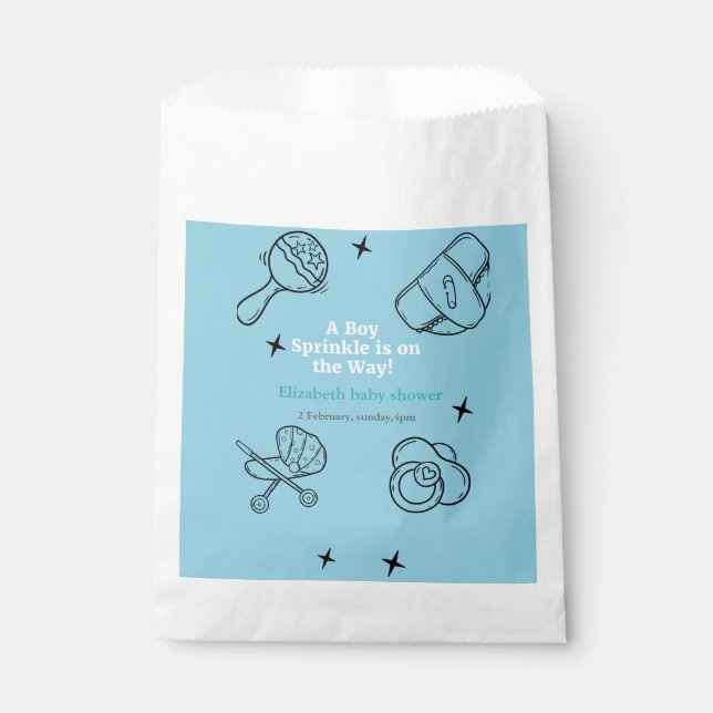 Oh Boy sprinkle It's A Boy Baby Shower Favour Bag (Front)