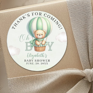 Oh Boy, Teddy Bear Baby Shower Boy Classic Round Sticker