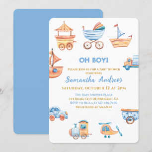 Oh Boy Toys Jote Baby shower Invitation