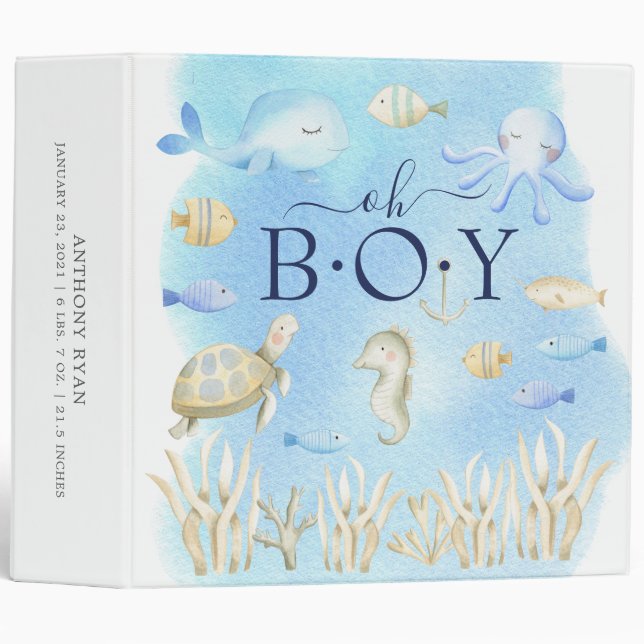 Oh Boy Under the Sea Baby Photo Album Binder (Front/Spine)