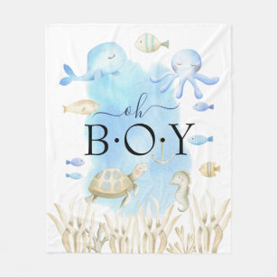 Oh Boy Under the Sea Baby Receiving Blanket