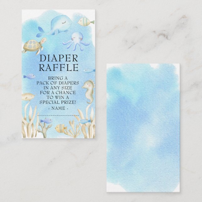 Oh Boy Under the Sea Baby Shower Diaper Raffle Enclosure Card (Front/Back)
