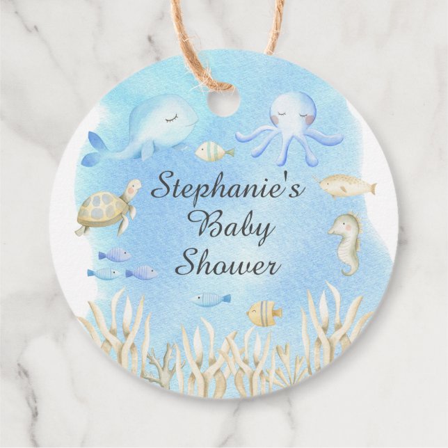 Oh Boy Under The Sea Baby Shower Favour Gift Tag (Back)