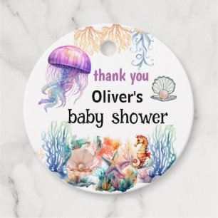 oh boy under the sea jellyfish baby shower favour tags