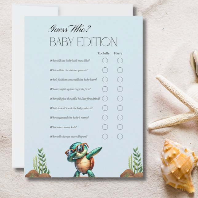 Oh Boy Under The Sea Turtle Baby Shower Game Card (Creator Uploaded)