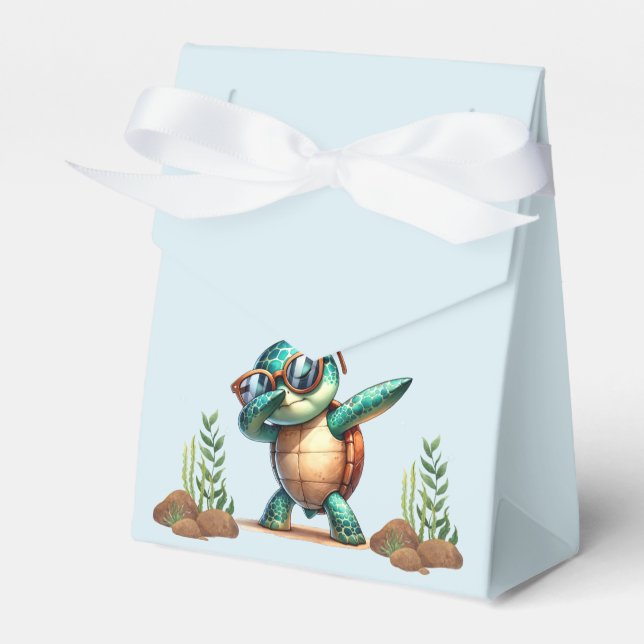 Oh Boy Under The Sea Turtle Party  Favor Box (Front Side)