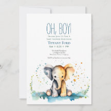 Oh Boy! Vertical Baby Elephant Safari Baby Shower