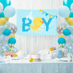 Oh Boy Watercolor Rubber Duck Baby Shower Banner