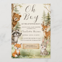 Oh Boy Watercolor Rustic Woodland Baby Shower