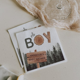 Oh Boy - Watercolor Woodland Baby Shower  Napkins