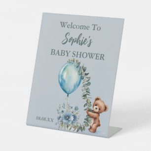 Oh Boy! We Can Bearly Wait" Baby Shower  Pedestal Sign