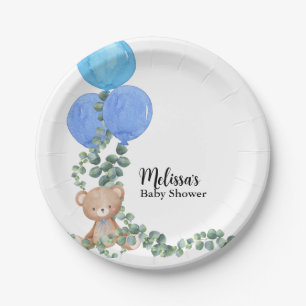 Oh Boy We Can Bearly Wait Balloon Eucalyptus  Paper Plate