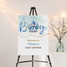 Oh Boy Winter Thème Baby shower Affiche de bienven