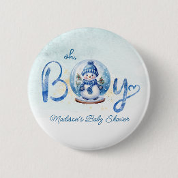 Oh Boy Winter Theme Baby Shower Button