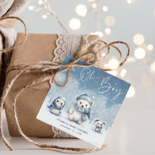 Oh Boy Winter   Woodland Baby Shower Favour Tags