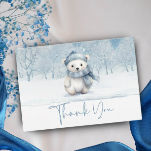 Oh Boy Winter   Woodland Baby Shower  Thank You Card