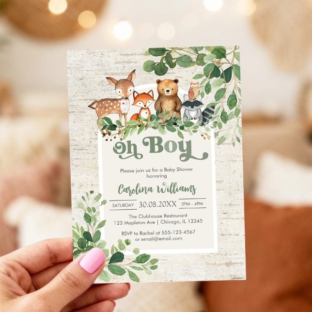 Oh Boy Woodland Animals Baby Shower Invitation (Créateur téléchargé)
