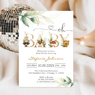 Oh Boy Woodland Baby Shower Invitation