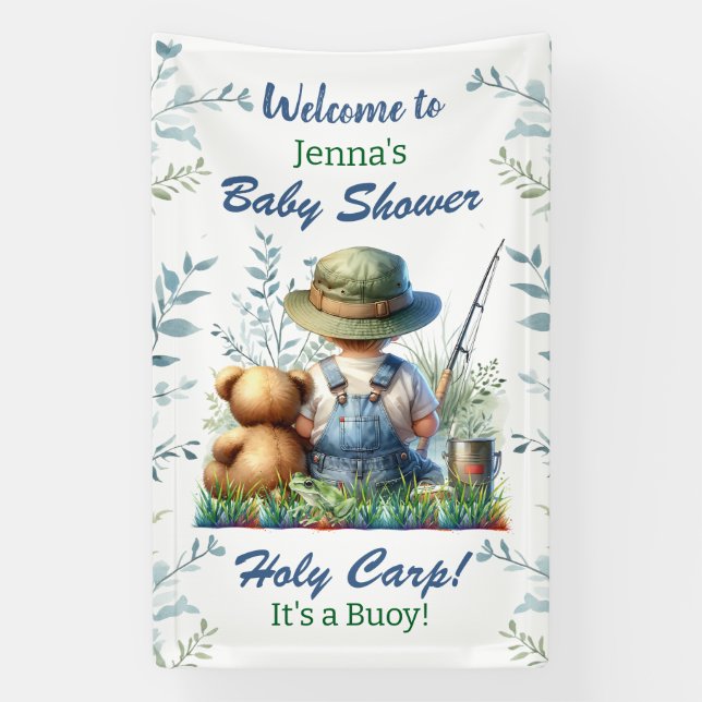 Oh Buoy, it's a Boy! Fishing Themed Baby Shower Banner (Vertical)