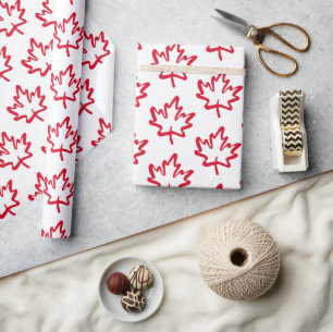 Oh Canada! Day Big Red Canadain Maple Leaf Wrapping Paper