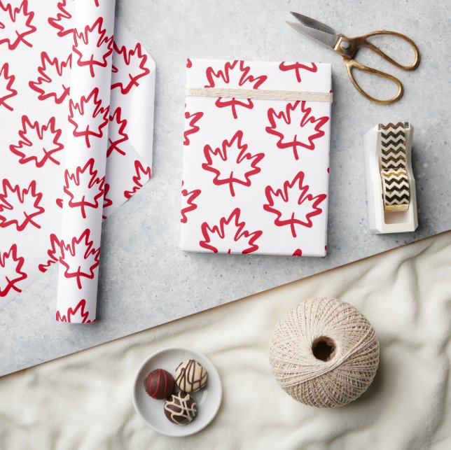 Oh Canada! Day Big Red Canadain Maple Leaf Wrapping Paper (Crafts)