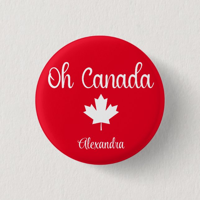 Oh Canada | Elegant  Maple Leaf 1 Inch Round Button (Front)