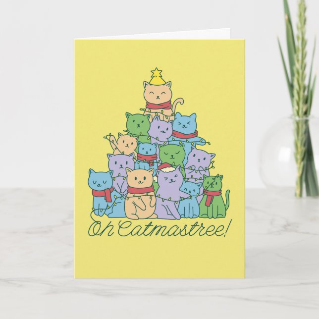 Oh Catmastree Funny Noël Carte de vacances (Devant)