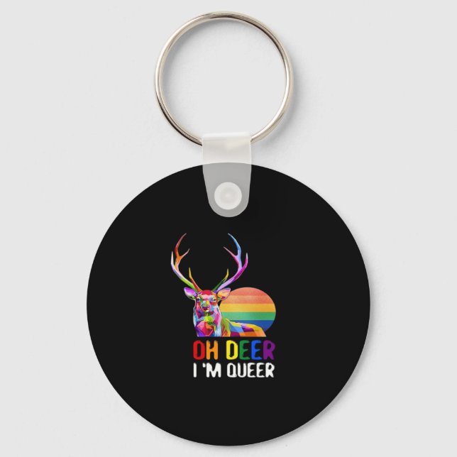 Oh Cerf Drôle Minimaliste Moderne Porte-Clés (Recto)