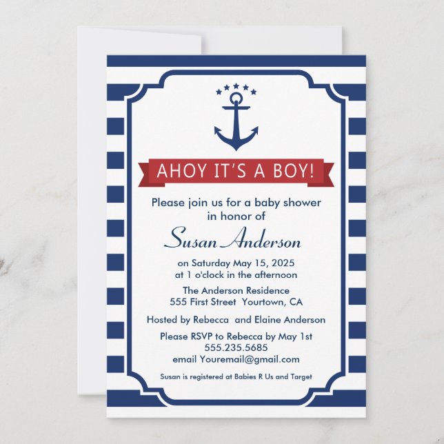 Oh ! C'est un garçon ! Invitation de baby shower (Devant)