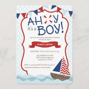 Oh c'est un GARÇON ! Invitation de baby shower