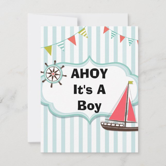 Oh c'est une invitation nautique de baby shower de (Devant)