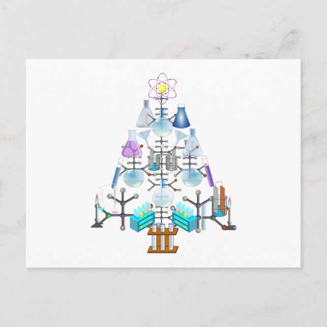 Oh Chemist Tree, Oh Christmas Tree Holiday Postcard (Front)