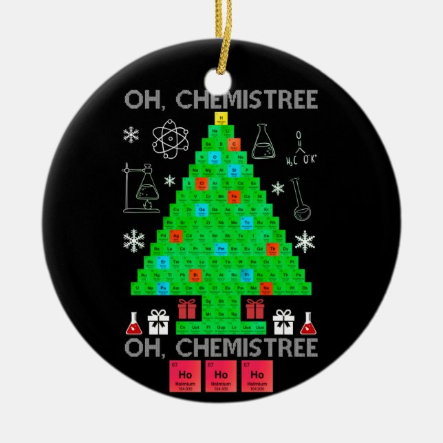 Oh Chemistree Chemist Tree Funny Science Christmas Ceramic Ornament (Front)